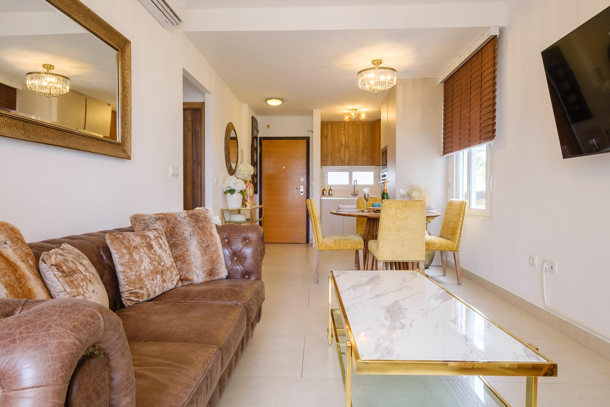 Sol · Living room toward the kitchen